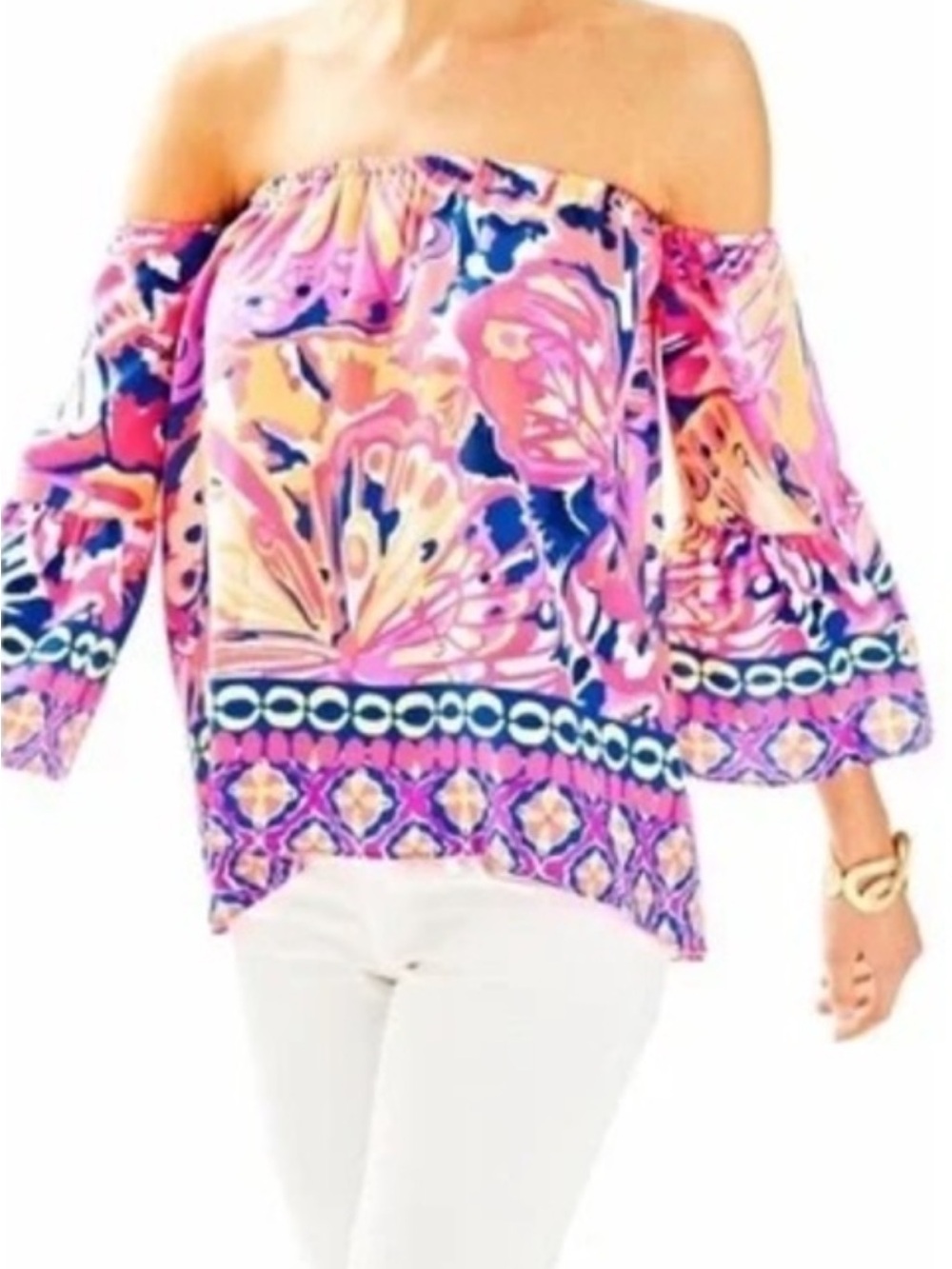Lilly Pulitzer Neon Pink & Navy Floral Swim Skirt
